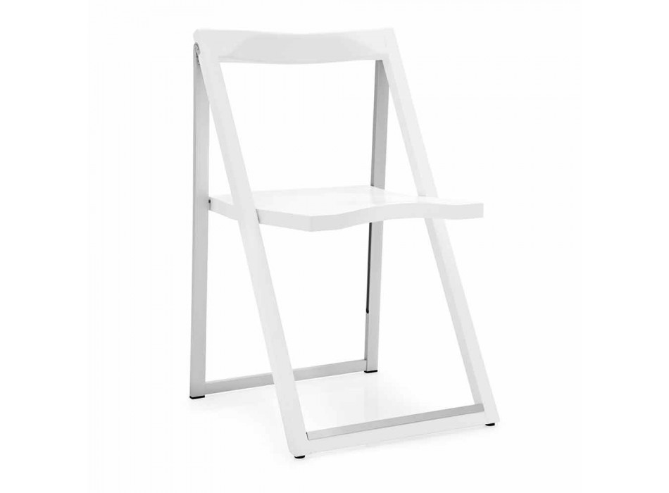 Folding Design Chair in Aluminum and Beech Wood Made in Italy - Skip Viadurini