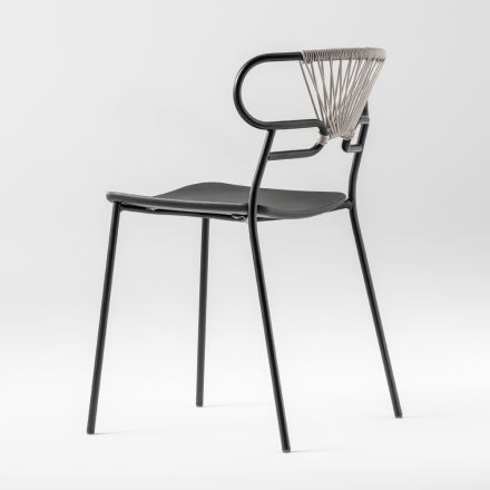 Luxury Stackable Chair in Metal and Polyurethane Made in Italy 2 Pieces - Trosa Viadurini