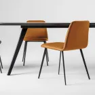 Luxury Leather Chair with Metal Legs Made in Italy, 2 Pieces - Molde Viadurini