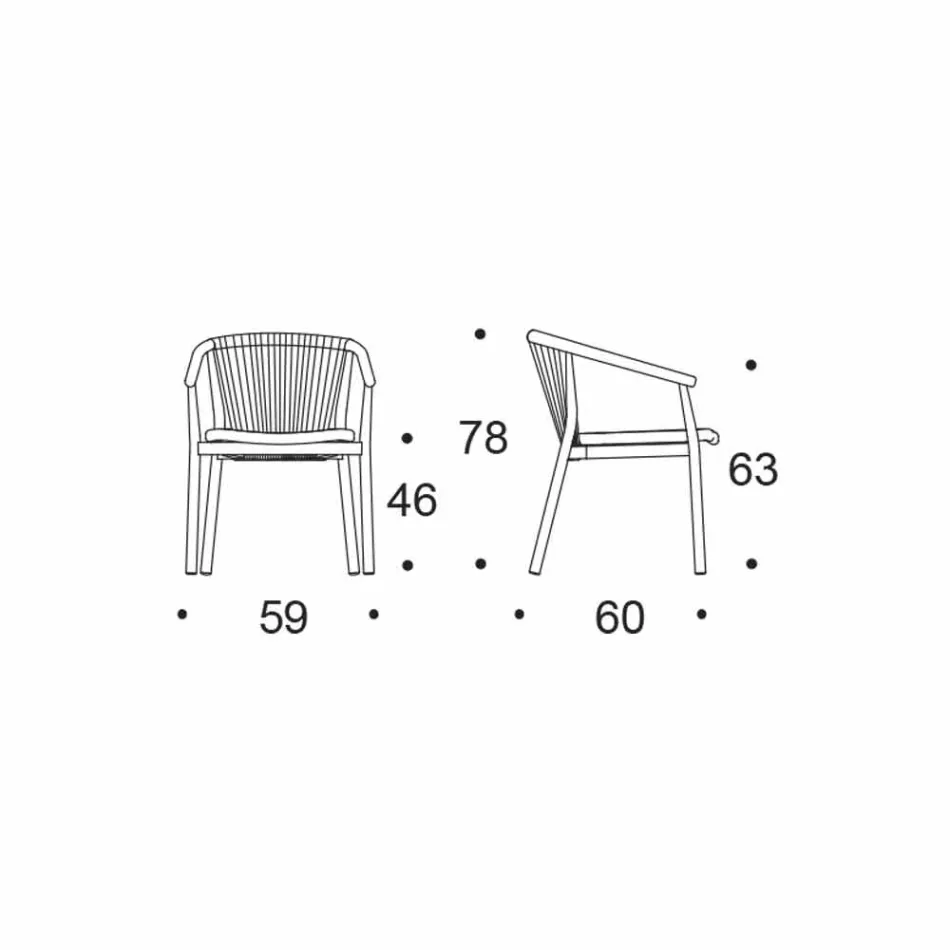 Outdoor Chair with Armrests Stackable Upholstered H 78cm - Smart by Varaschin Viadurini