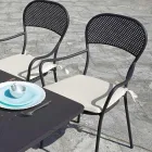 Stackable Garden Chair with Anthracite Color Iron Structure - Nadege Viadurini