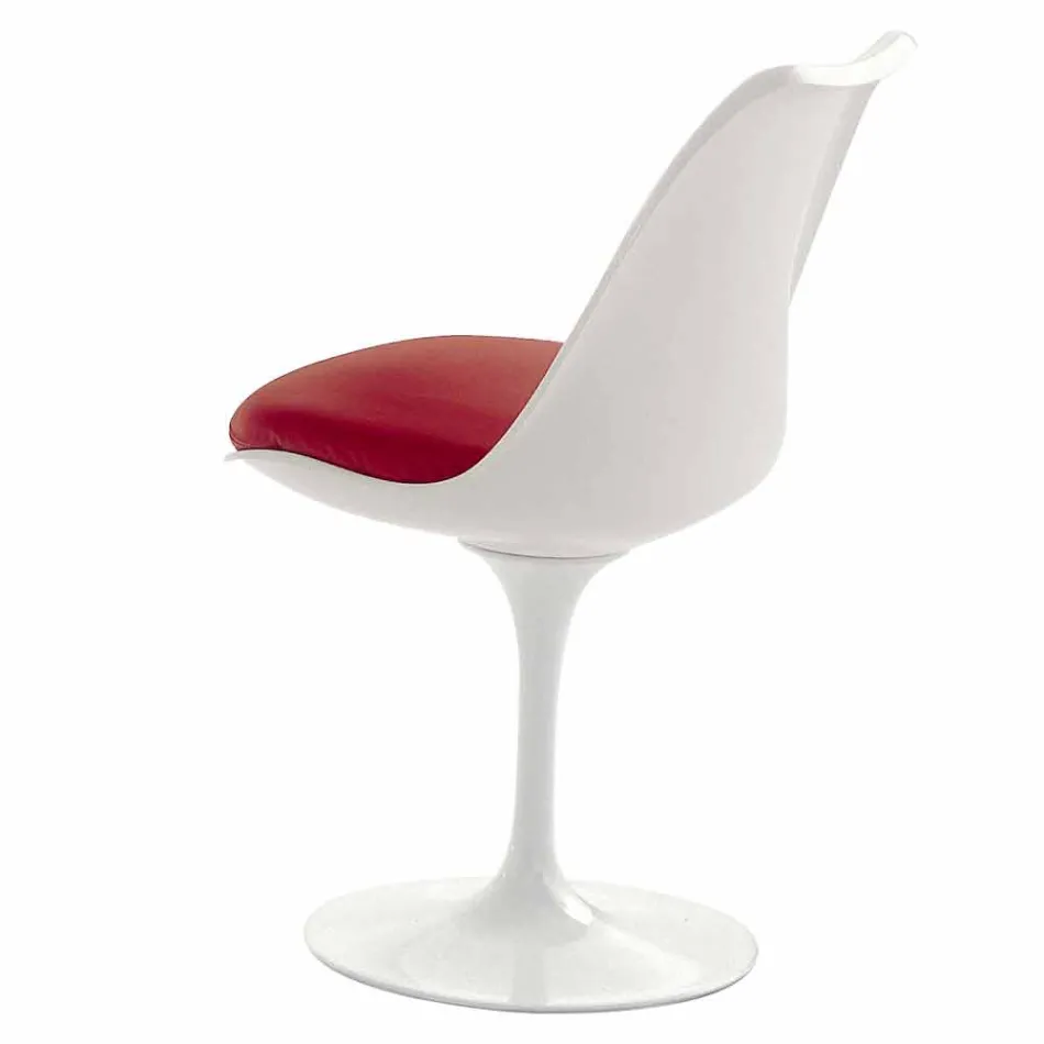 Swivel Chair in Lacquered Aluminum with Leather Seat Made in Italy - Cabiria Viadurini