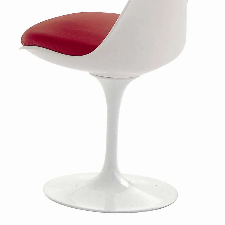 Swivel Chair in Lacquered Aluminum with Leather Seat Made in Italy - Cabiria Viadurini
