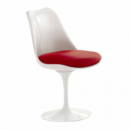 Swivel Chair in Lacquered Aluminum with Leather Seat Made in Italy - Cabiria Viadurini