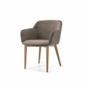 Upholstered Chair Ash Base and Seat Fabric or Leather - Bardella