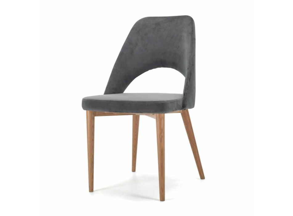 Padded Chair with Ash Wood Base Made in Italy - Lorenza Viadurini
