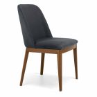 Padded Chair with Oak Wood Base Made in Italy - Sebastian Viadurini