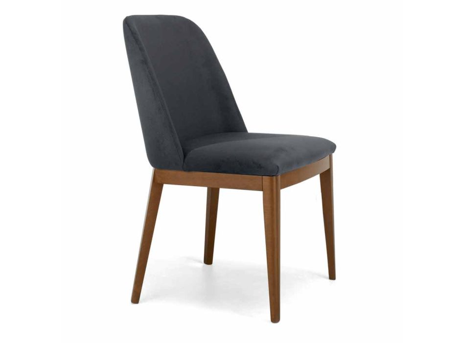 Padded Chair with Oak Wood Base Made in Italy - Sebastian Viadurini