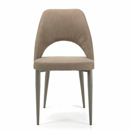Padded Modern Kitchen Chair with Lacquered Steel Base - Lorenza Viadurini