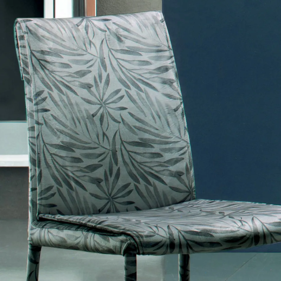 Padded and Fabric Upholstered Chair Made in Italy 4 Pieces - Monnalisa Viadurini