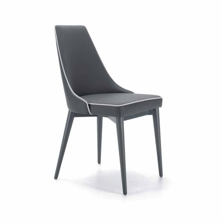 Padded Steel Chair and Faux Leather Seat with White Edge – Nirvana Viadurini