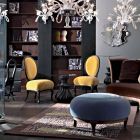 Upholstered chair in black sandblasted solid wood, L60xP51cm, Tati Viadurini