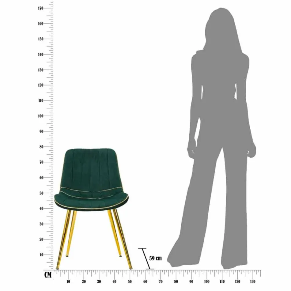 Upholstered Design Dining Room Chair in Wood and Fabric, 2 Pieces - Kolly Viadurini