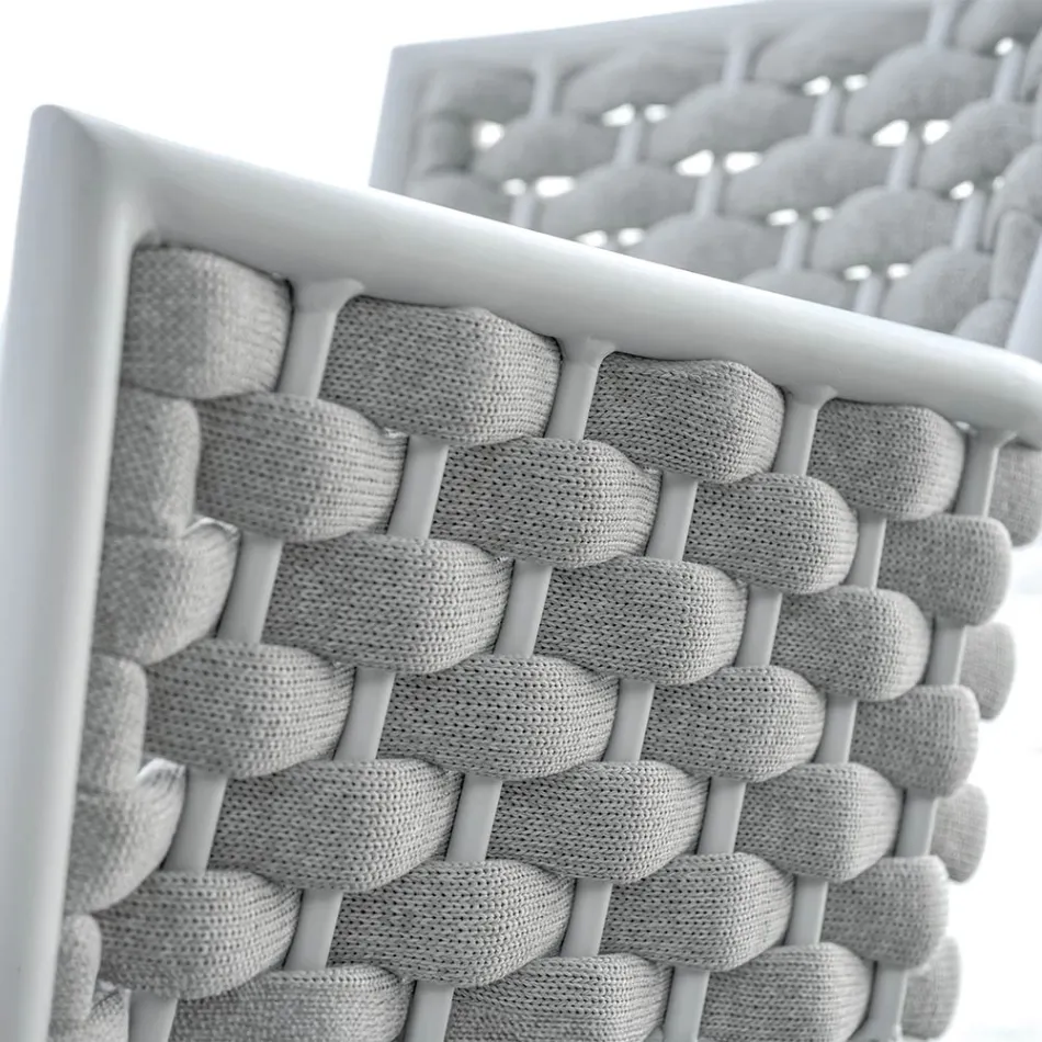 Stackable Chair with Upholstered Rope Armrests and Backrest - Gardenia Viadurini