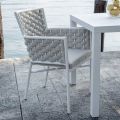 Stackable Chair with Upholstered Rope Armrests and Backrest - Gardenia