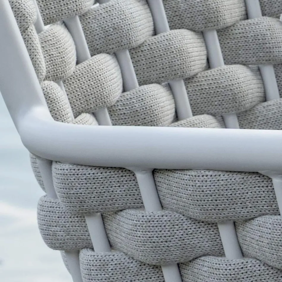 Stackable Chair with Upholstered Rope Armrests and Backrest - Gardenia Viadurini
