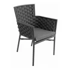 Stackable Chair with Upholstered Rope Armrests and Backrest - Gardenia Viadurini