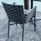 Stackable Chair with Upholstered Rope Armrests and Backrest - Gardenia Viadurini