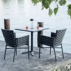 Stackable Chair with Upholstered Rope Armrests and Backrest - Gardenia Viadurini