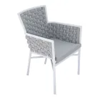 Stackable Chair with Upholstered Rope Armrests and Backrest - Gardenia Viadurini