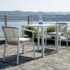 Stackable Chair with Aluminum Seat with Cushion and Rope Back - Aria Viadurini