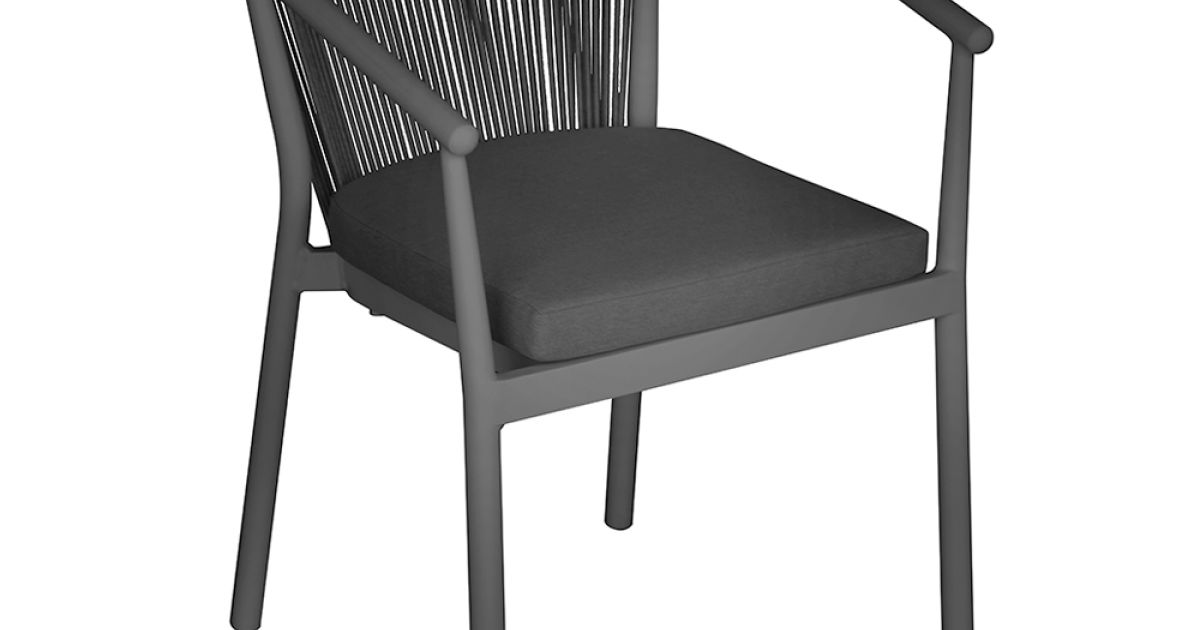 Stackable Chair with Aluminum Seat with Rope Cushion and Backrest