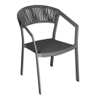 Stackable Chair with Textilene Seat and Twist Wicker Back - Passion Viadurini