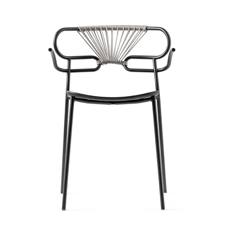 Stackable Chair with Metal Structure and Rope Made in Italy, 2 Pieces - Trosa Viadurini