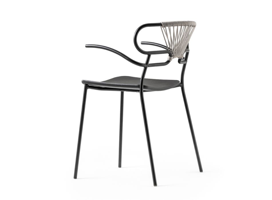 Stackable Chair with Metal Structure and Rope Made in Italy, 2 Pieces - Trosa Viadurini
