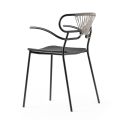 Stackable Chair with Metal Structure and Rope Made in Italy, 2 Pieces - Trosa