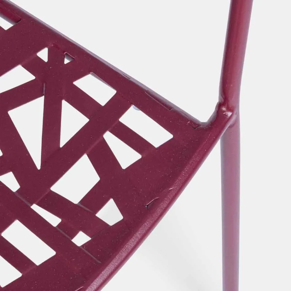 Stackable Outdoor Chair in Matt Finish Steel, 4 Pieces - Ralia Viadurini