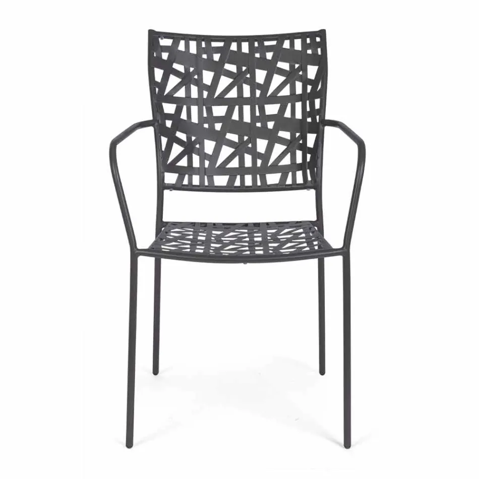 Stackable Outdoor Chair in Matt Finish Steel, 4 Pieces - Ralia Viadurini
