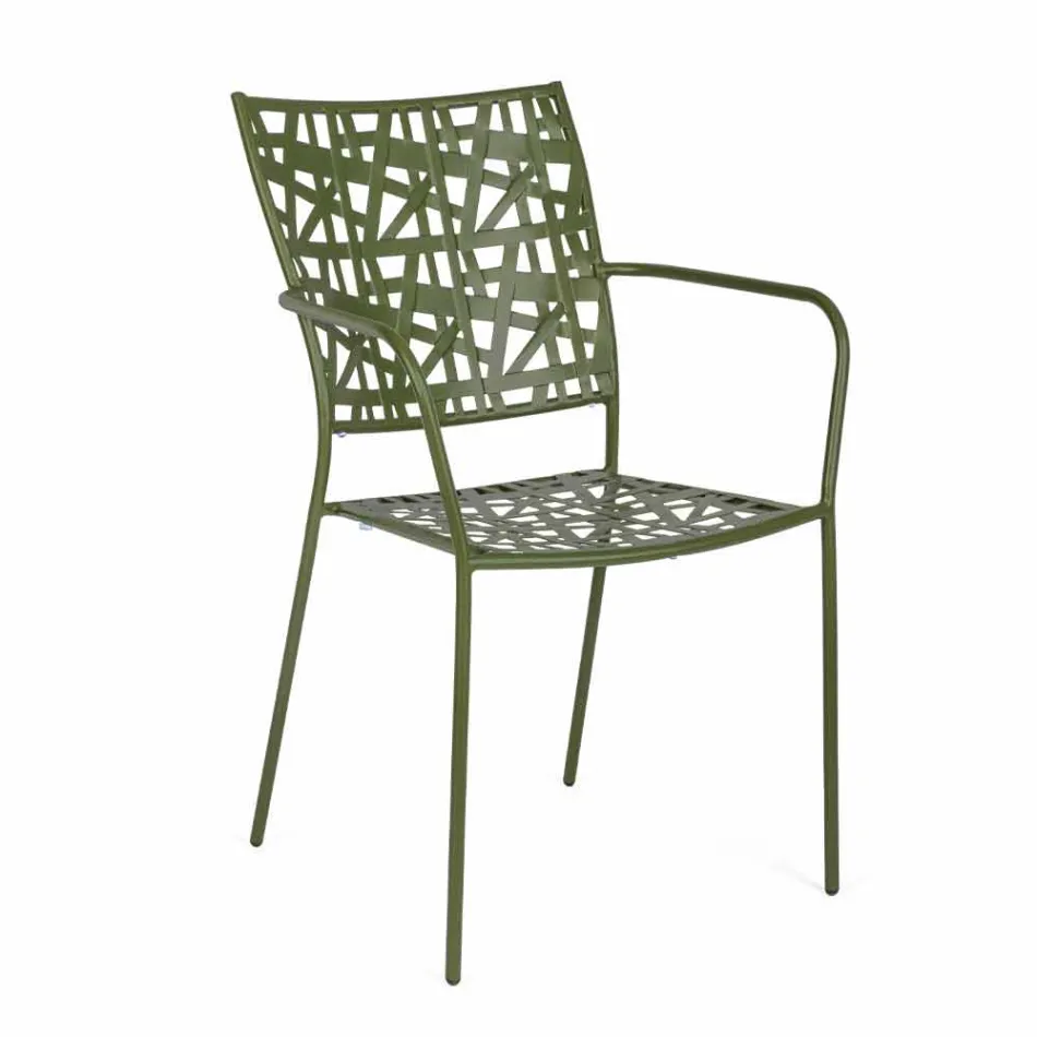 Stackable Outdoor Chair in Matt Finish Steel, 4 Pieces - Ralia Viadurini
