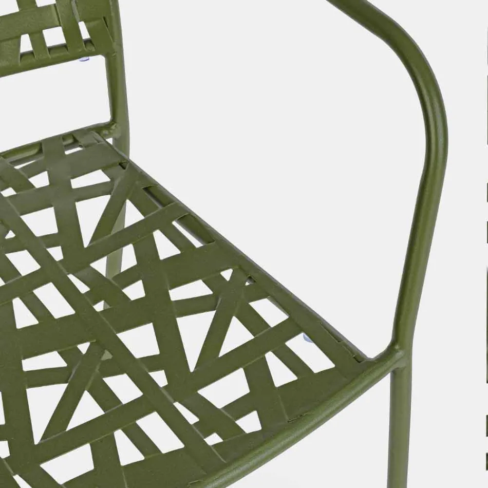 Stackable Outdoor Chair in Matt Finish Steel, 4 Pieces - Ralia Viadurini