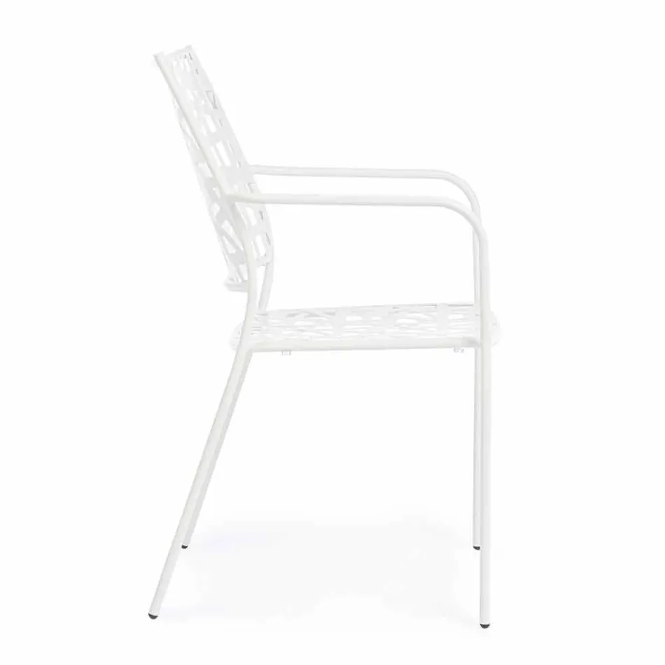 Stackable Outdoor Chair in Matt Finish Steel, 4 Pieces - Ralia Viadurini