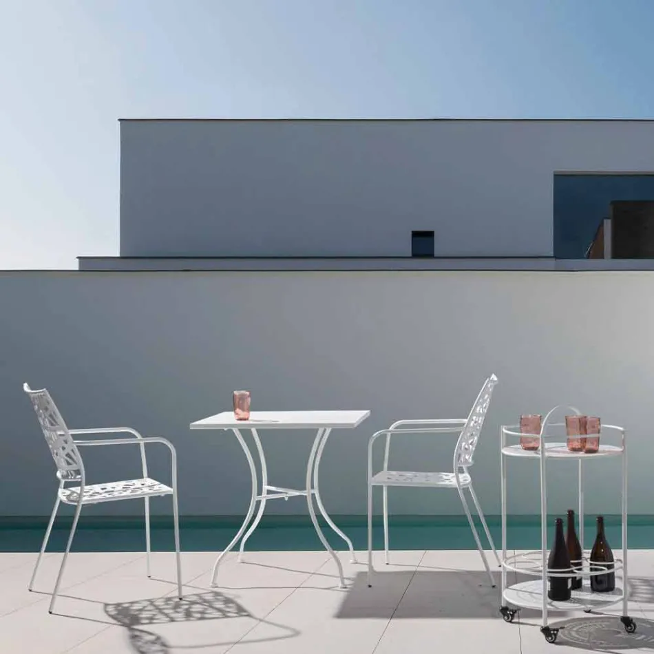 Stackable Outdoor Chair in Matt Finish Steel, 4 Pieces - Ralia Viadurini
