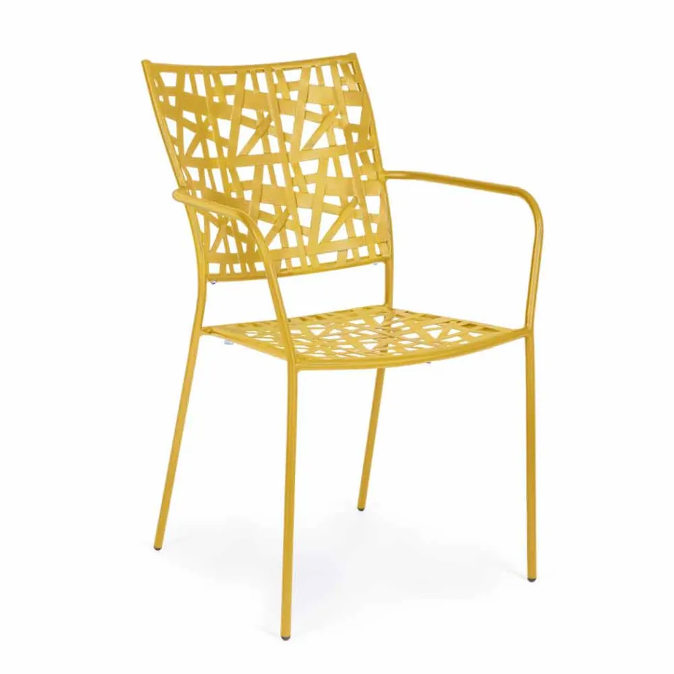 Stackable Outdoor Chair in Matt Finish Steel, 4 Pieces - Ralia Viadurini