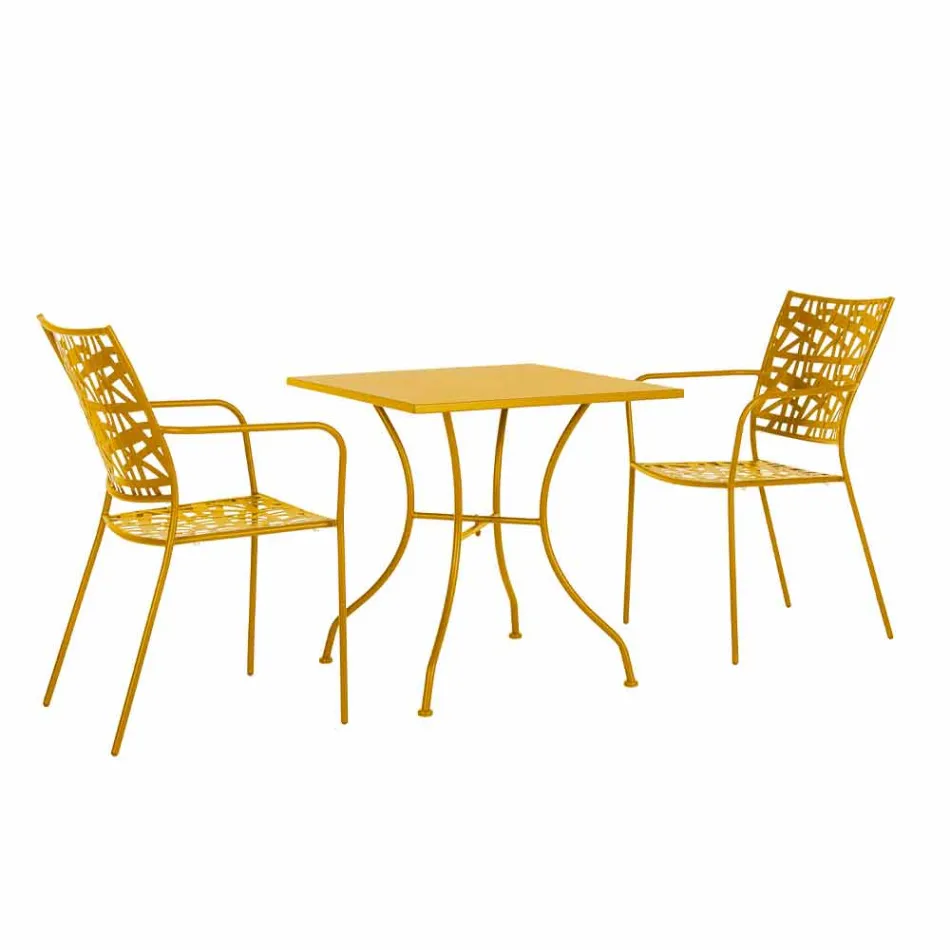 Stackable Outdoor Chair in Matt Finish Steel, 4 Pieces - Ralia Viadurini