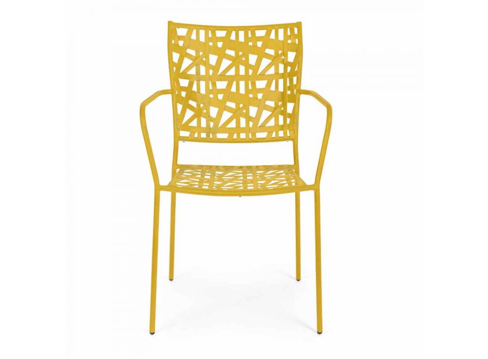 Stackable Outdoor Chair in Matt Finish Steel, 4 Pieces - Ralia Viadurini