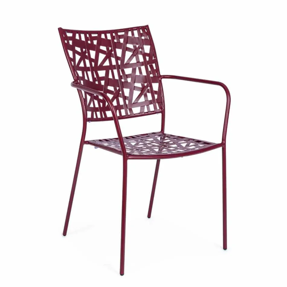 Stackable Outdoor Chair in Matt Finish Steel, 4 Pieces - Ralia Viadurini