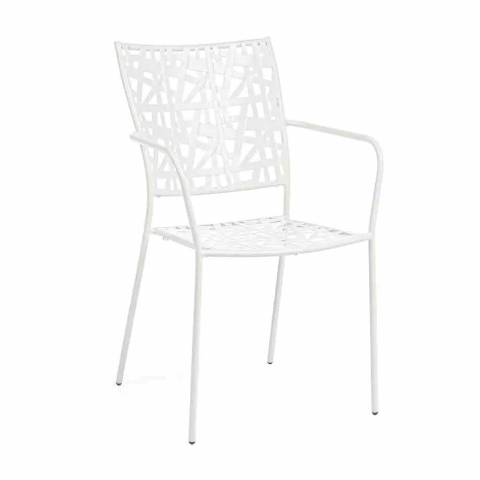 Stackable Outdoor Chair in Matt Finish Steel, 4 Pieces - Ralia Viadurini