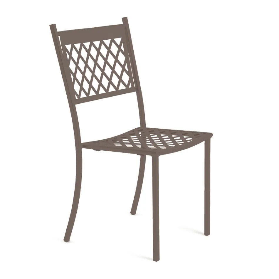 Stackable Outdoor Chair in Galvanized Steel Made in Italy 4 Pieces - Celia Viadurini