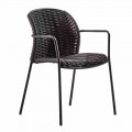 Stackable Outdoor Chair in Rope and Anthracite Metal, 4 Pieces - Drusilla
