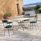 Stackable Outdoor Iron Chair with Cushion Made in Italy 2 Pieces - Allegra Viadurini