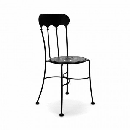 Stackable Outdoor Iron Chair with Cushion Made in Italy 2 Pieces - Allegra Viadurini