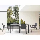 Stackable Outdoor Chair in Fabric and Painted Aluminum, 4 Pieces - Assia Viadurini