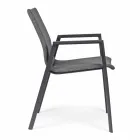 Stackable Outdoor Chair in Fabric and Painted Aluminum, 4 Pieces - Assia Viadurini