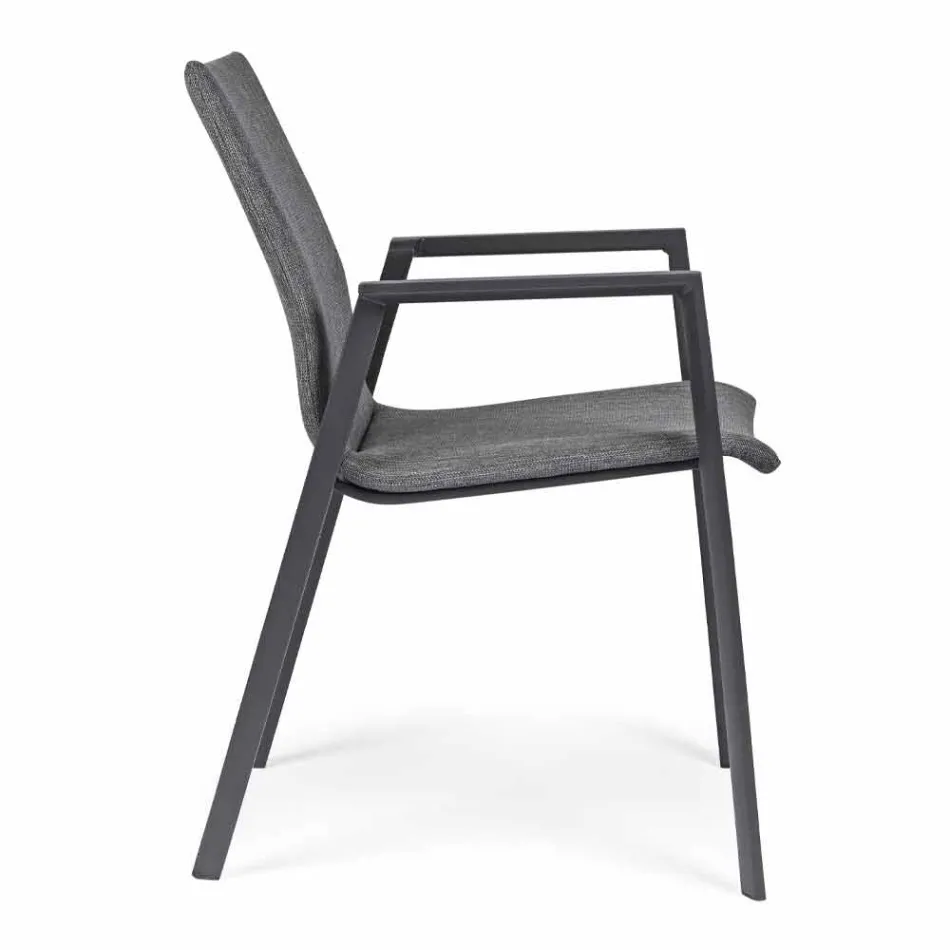 Stackable Outdoor Chair in Fabric and Painted Aluminum, 4 Pieces - Assia Viadurini