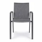Stackable Outdoor Chair in Fabric and Painted Aluminum, 4 Pieces - Assia Viadurini