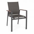 Stackable Outdoor Chair in Textilene and Anthracite Aluminum, 6 Pieces - Urban